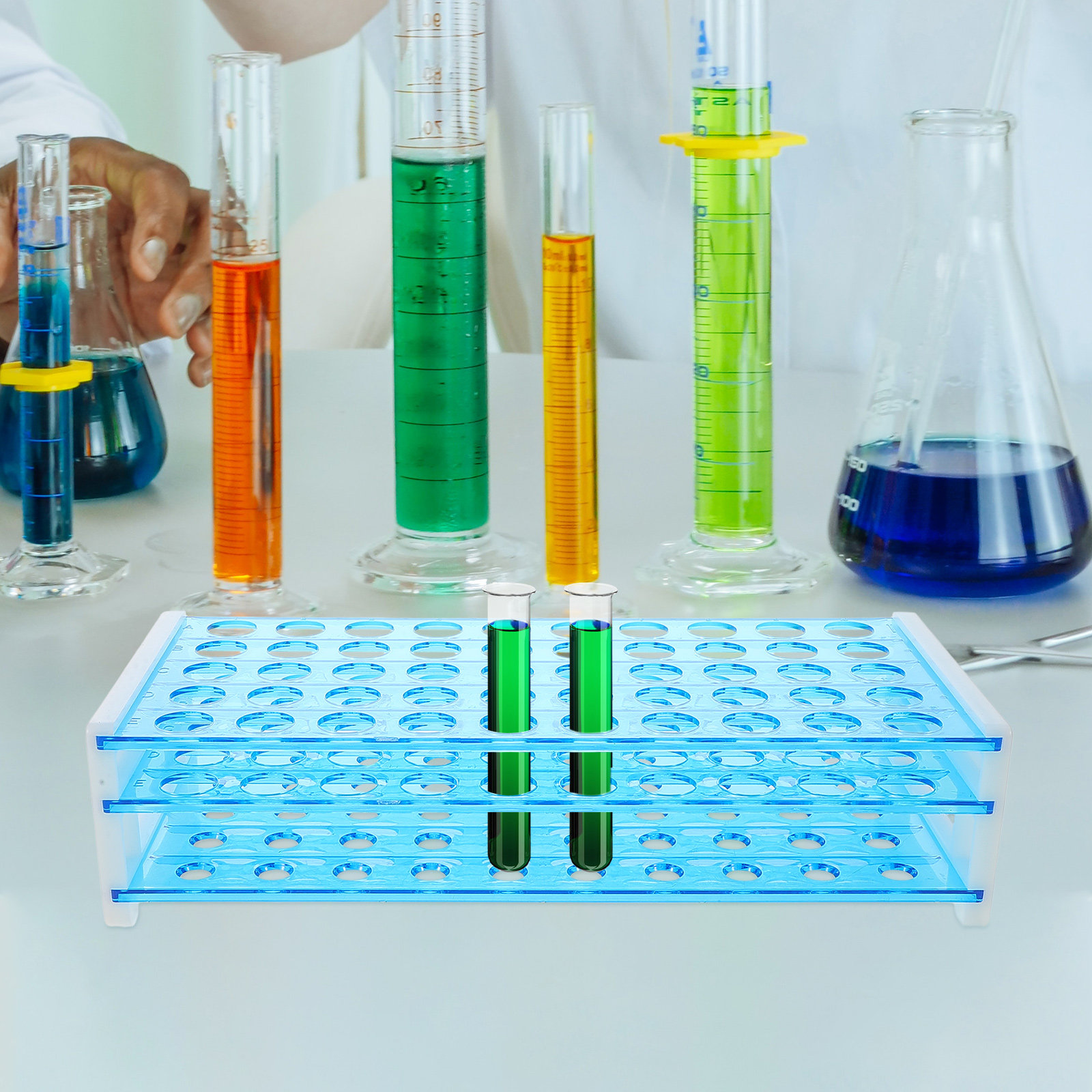 Science Experiment - 50-gaats reageerbuisrek, laboratoriumaccessoires, grote capaciteit, plastic